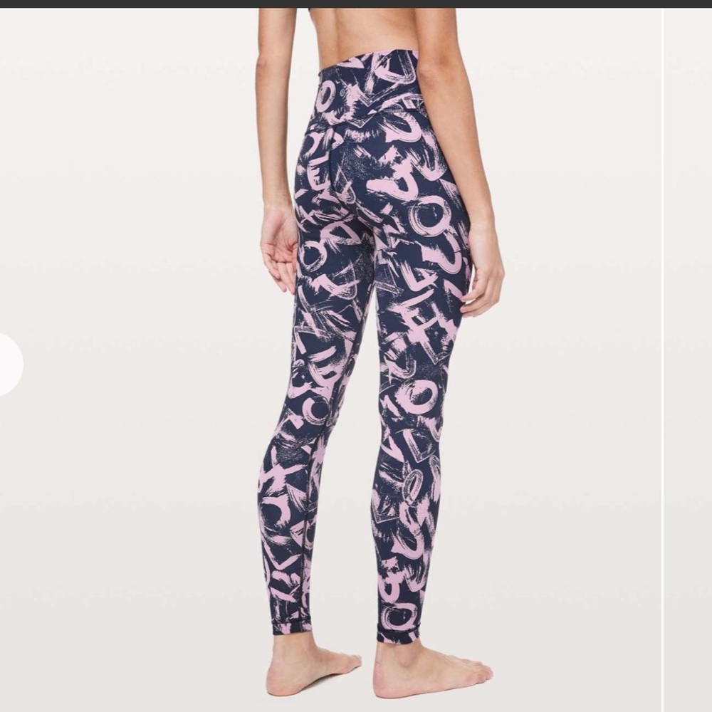 Lululemon Wunder Under High Rise Full-on Luxtreme Leggings 6 Navy Pink - Picture 2 of 7